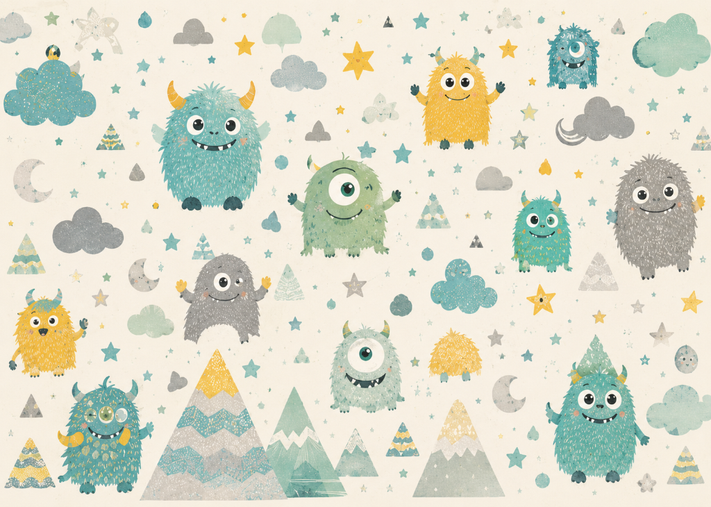 Little Monsters - Mural Design Flat View