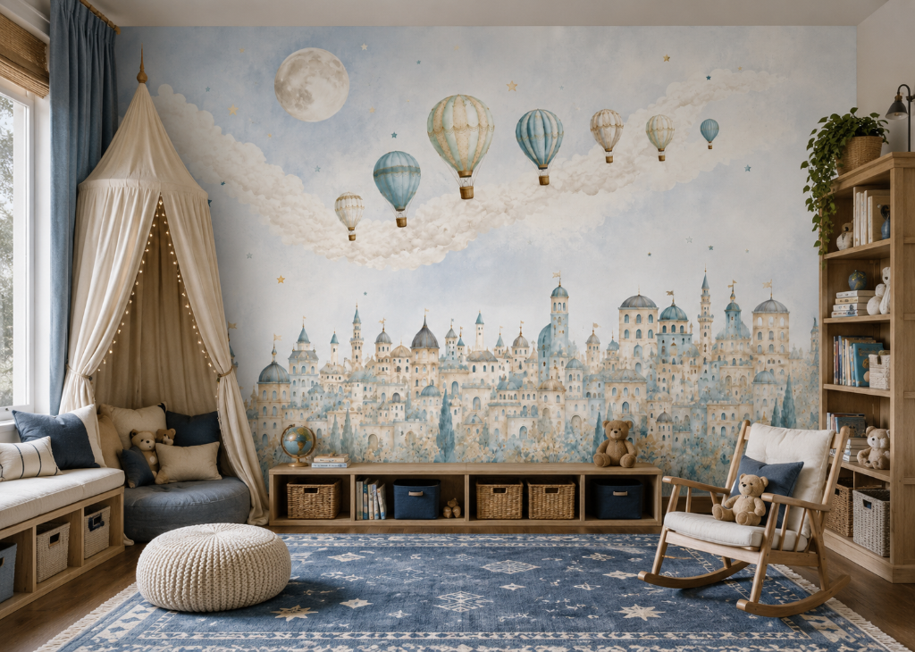 Sky Kingdom Boys Hot Air Balloon Wall Mural - Room View 3
