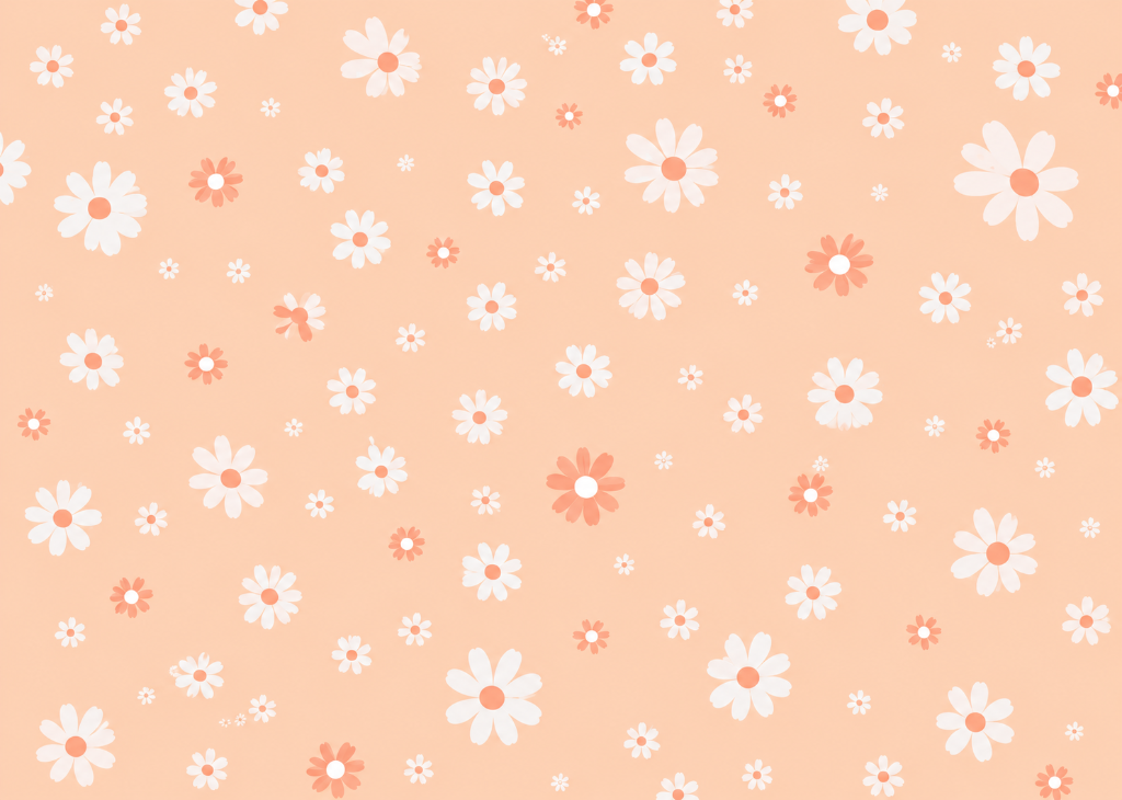 Peach Daisy Bloom - Mural Design Flat View