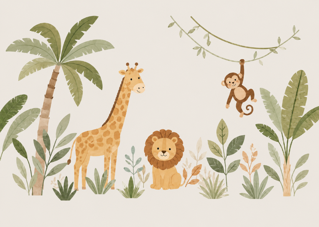 Safari Pals - Mural Design Flat View