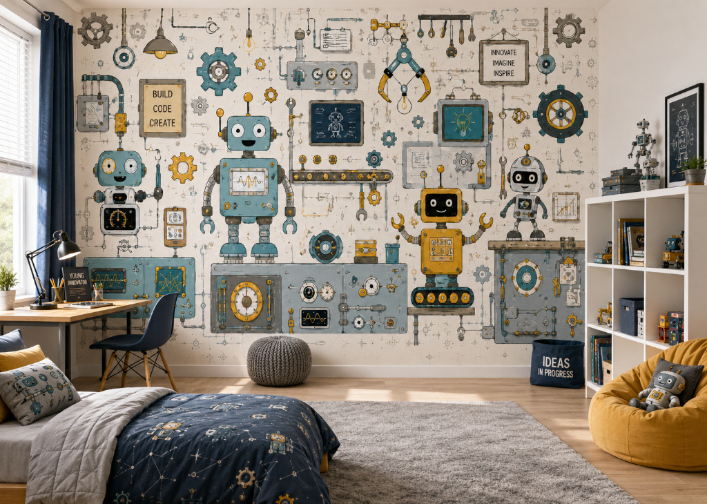 Robot Workshop Boys STEM Wall Mural - Room View 2