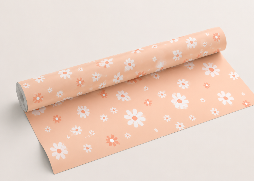 Peach Daisy Bloom - Wallpaper Roll Preview