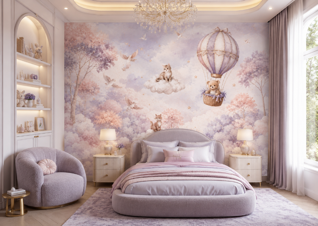 Cloud Dreamers Girls Magical Wall Mural - Bedroom View