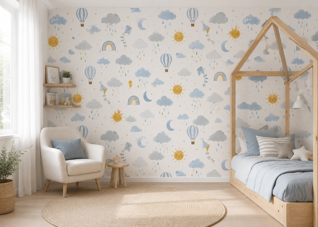 Sky Days Boys Weather Wall Mural - Room View 3