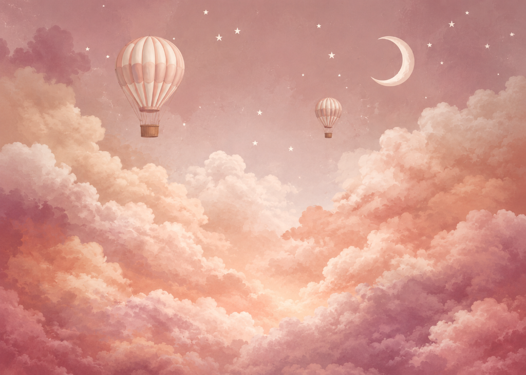 Blush Balloon Sky - Mural Design Flat View