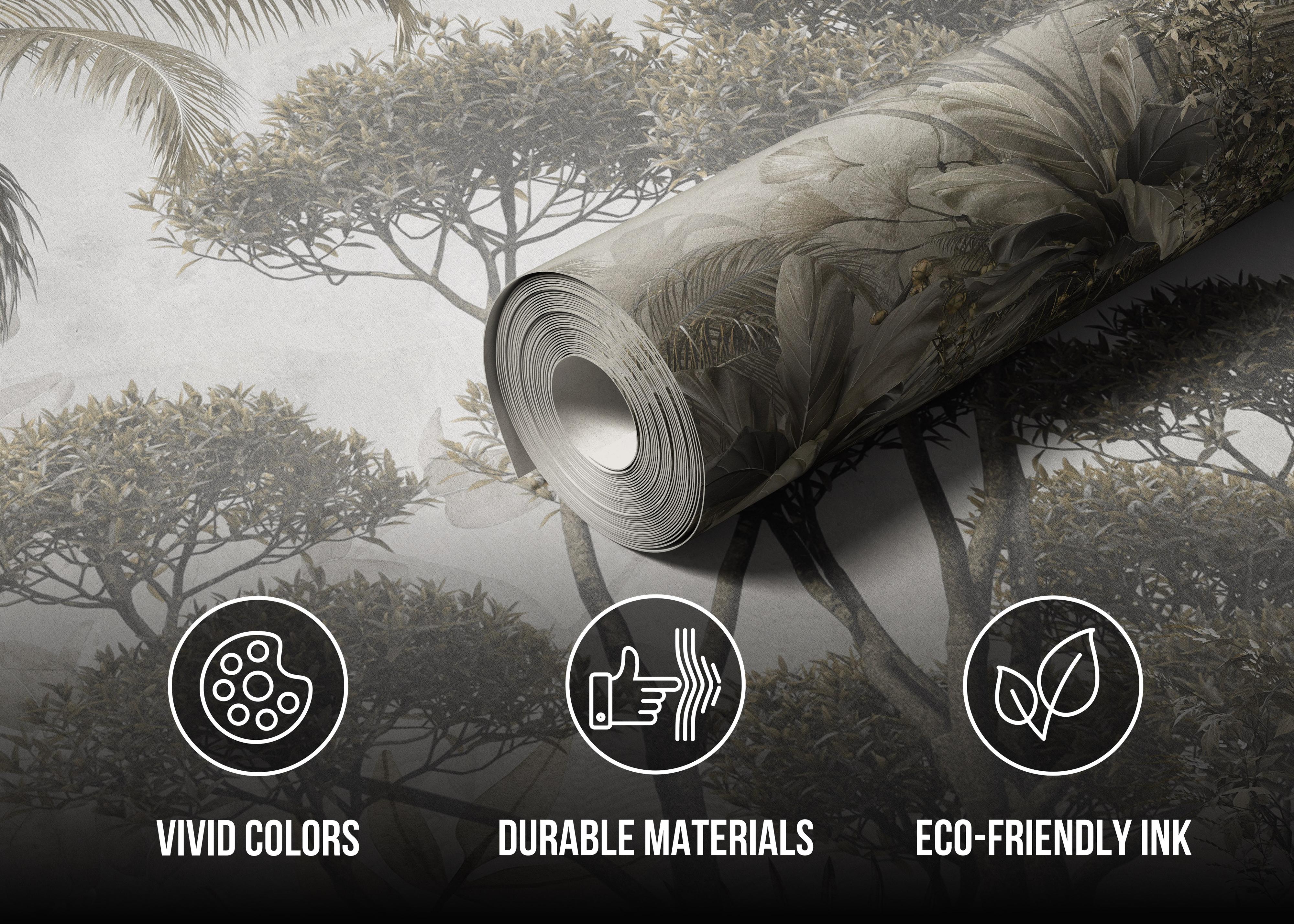 Golden Foliage: Black & Gold Leaf Wall Mural