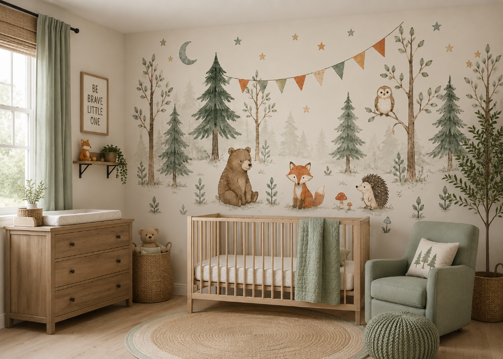 Woodland Friends Kids Nursery Wall Mural - Room View 3