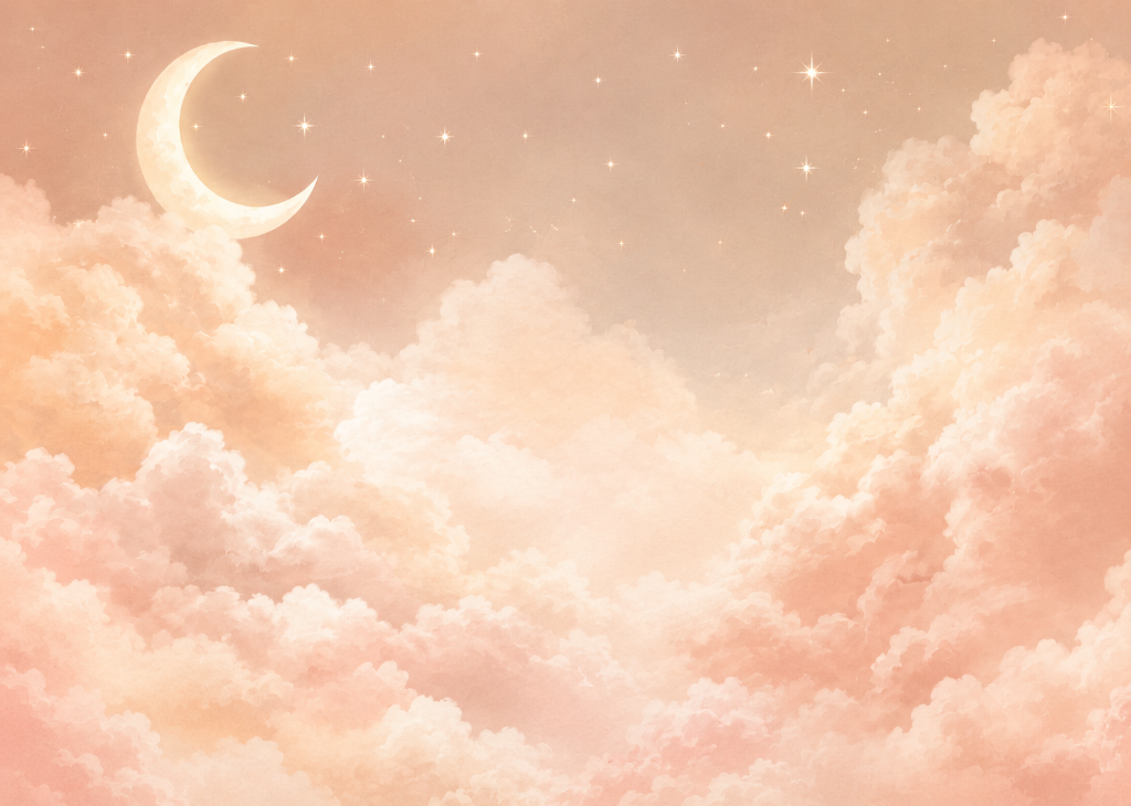 Blush Moon Clouds - Mural Design Flat View