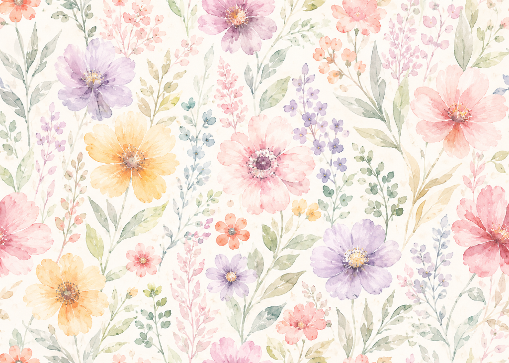 Rainbow Blooms - Mural Design Flat View