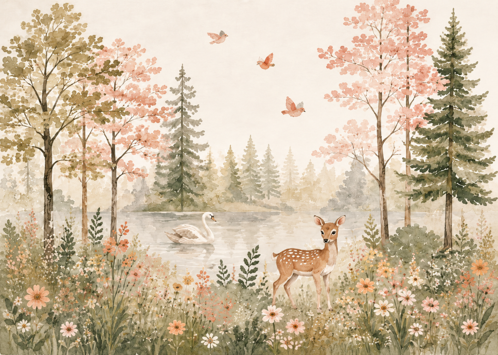 Swan Lake Meadow - Mural Design Flat View