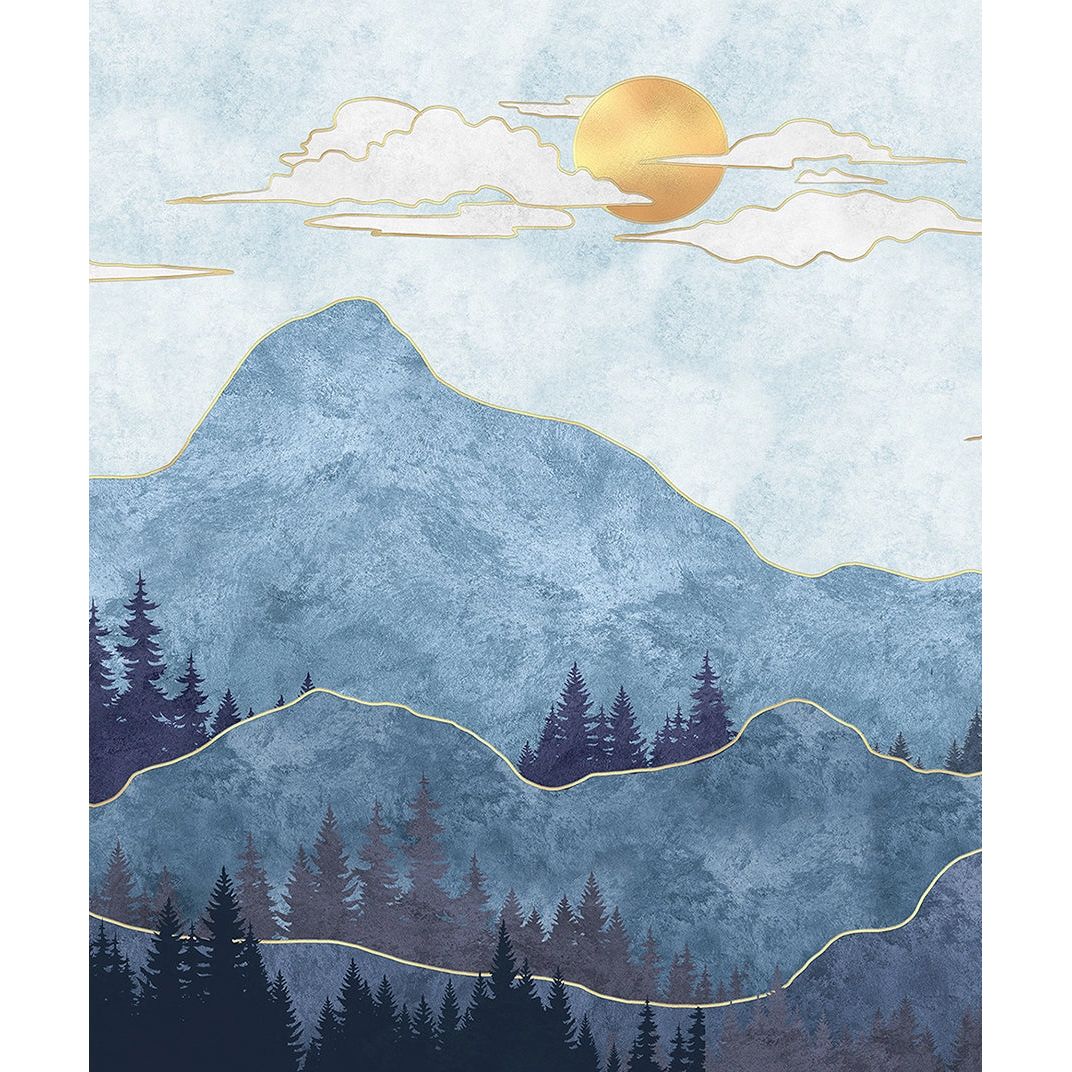 Skyward Summit: Mountain, Clouds, and Sun Wall Mural