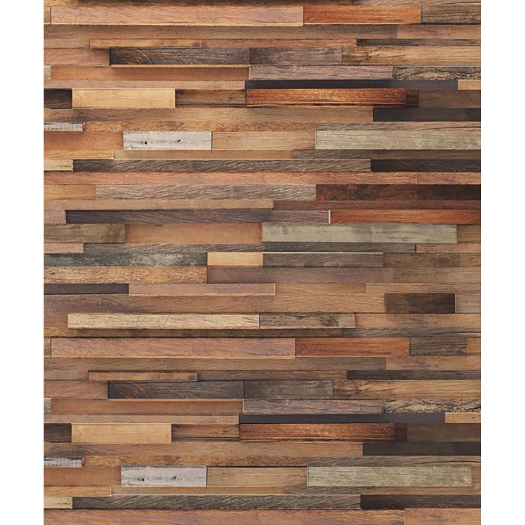 Earthen Elegance: Reclaimed Wood Patchwork Wall Mural