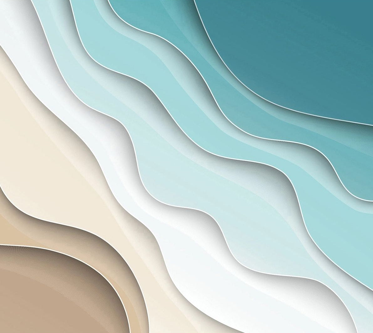 Oceanic Elegance: Multicolored Wave Wall Mural