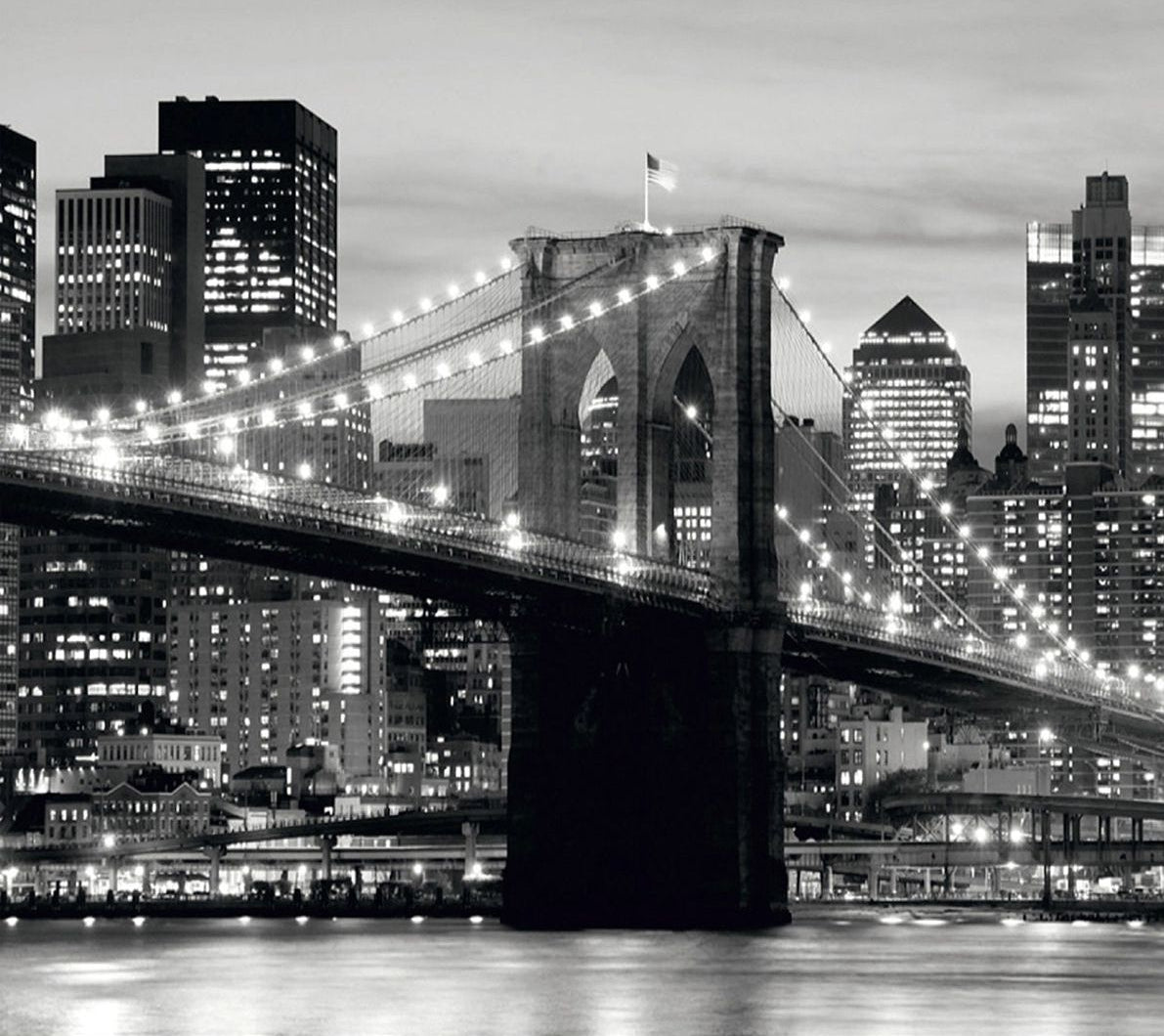 City Lights: Nighttime Bridge View Wall Mural