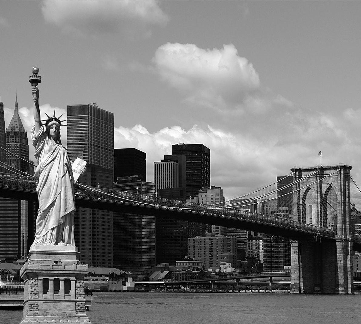 Iconic Skyline: City View with Statue of Liberty Wall Mural