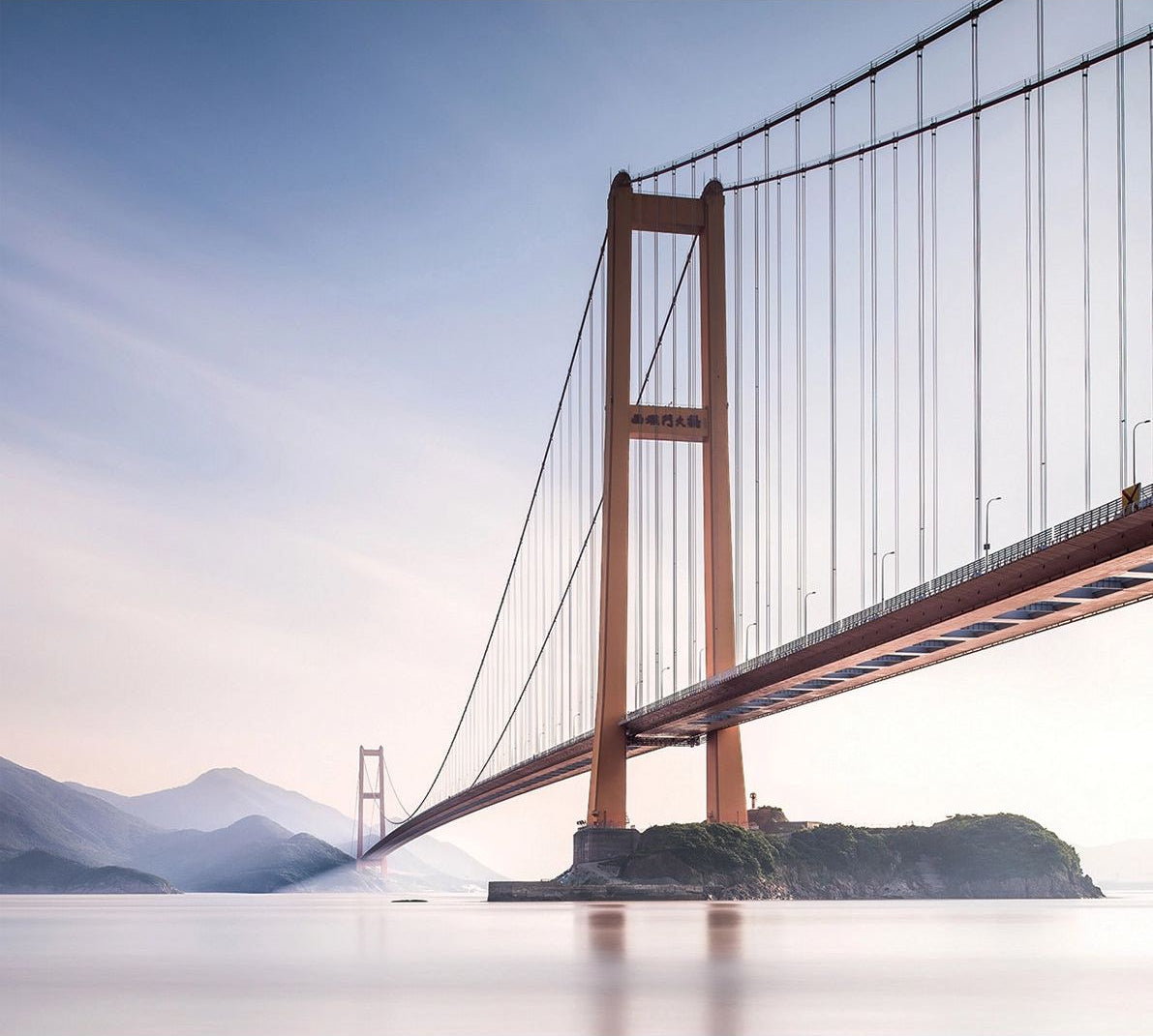 Overpass Oasis: Wall Mural of a Majestic Bridge Over Clear Waters