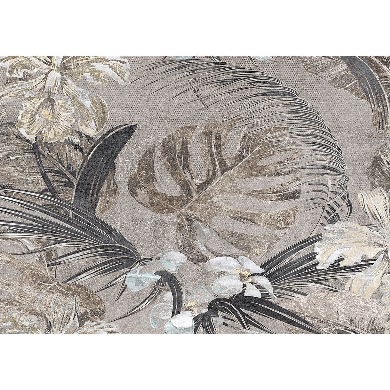 Golden Foliage: Black & Gold Leaf Wall Mural