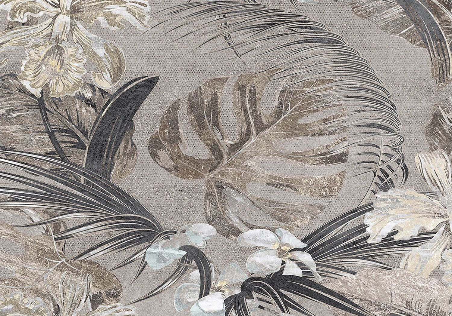 Golden Foliage: Black & Gold Leaf Wall Mural