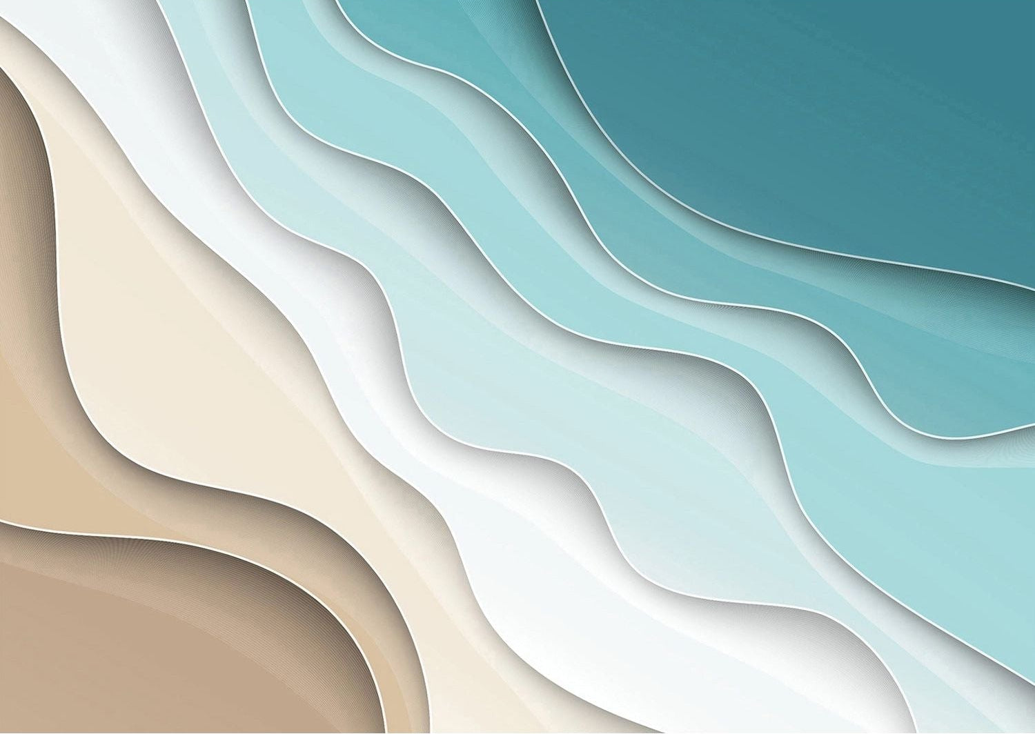 Oceanic Elegance: Multicolored Wave Wall Mural