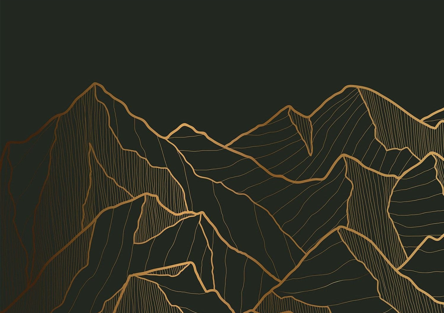 Golden Summit: Black & Gold Mountain Wall Mural