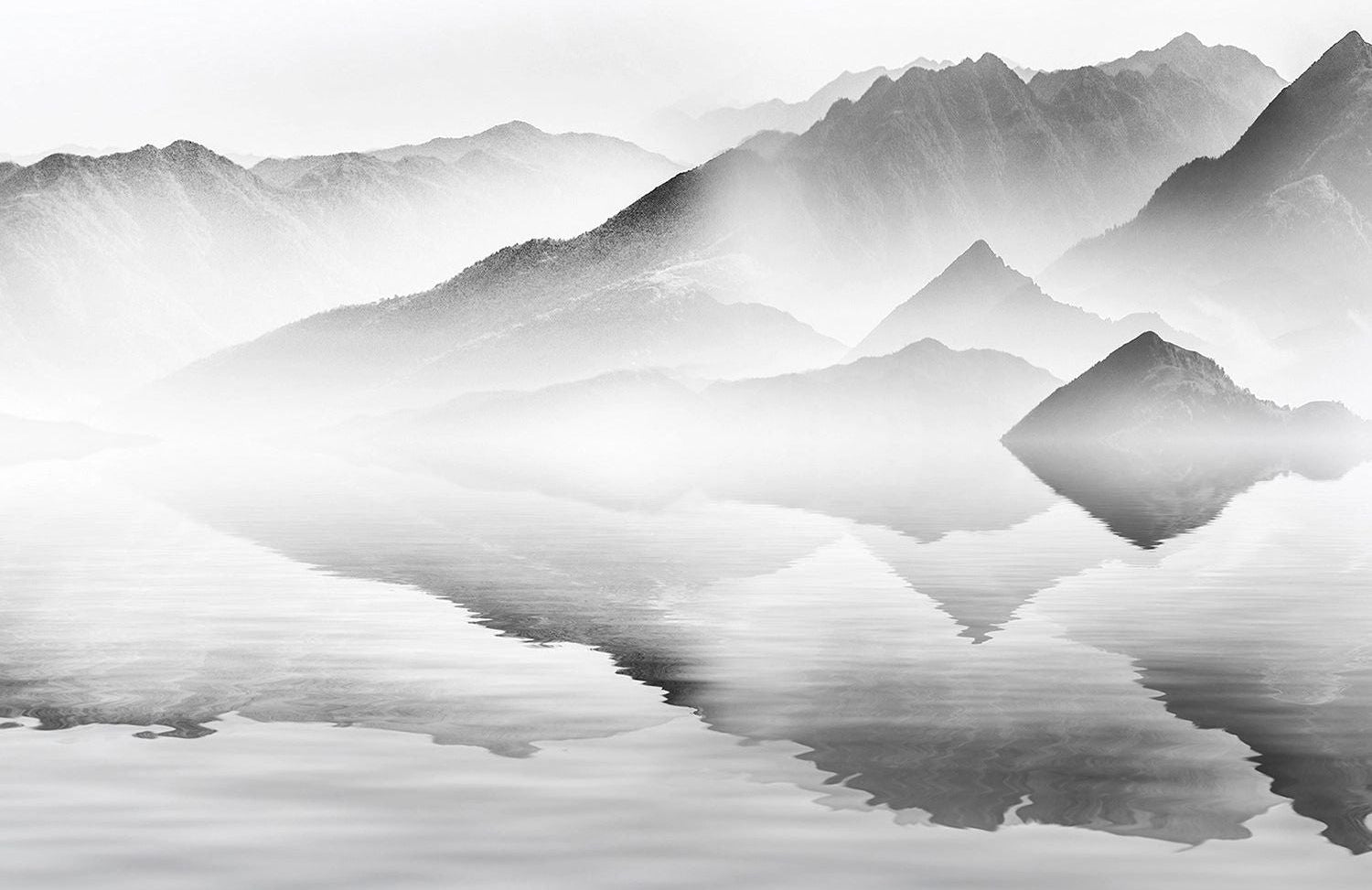 Monochrome Majesty: Black & White Mountain Wall Mural