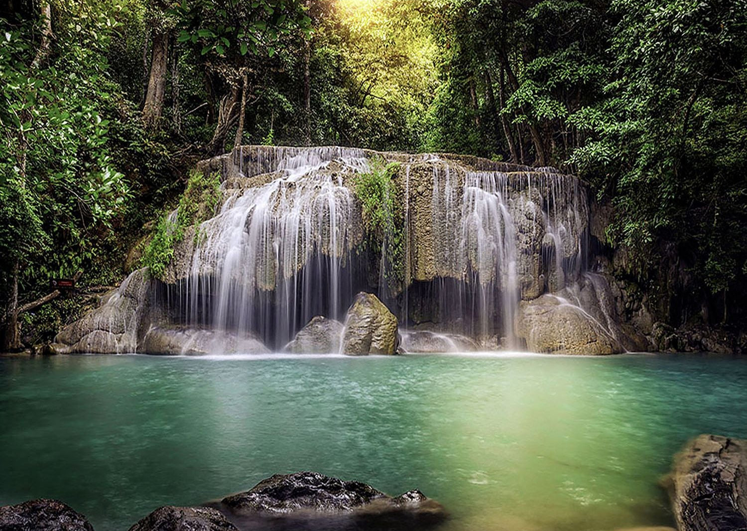 Nature's Cascade: Waterfall & Greenery Wall Mural