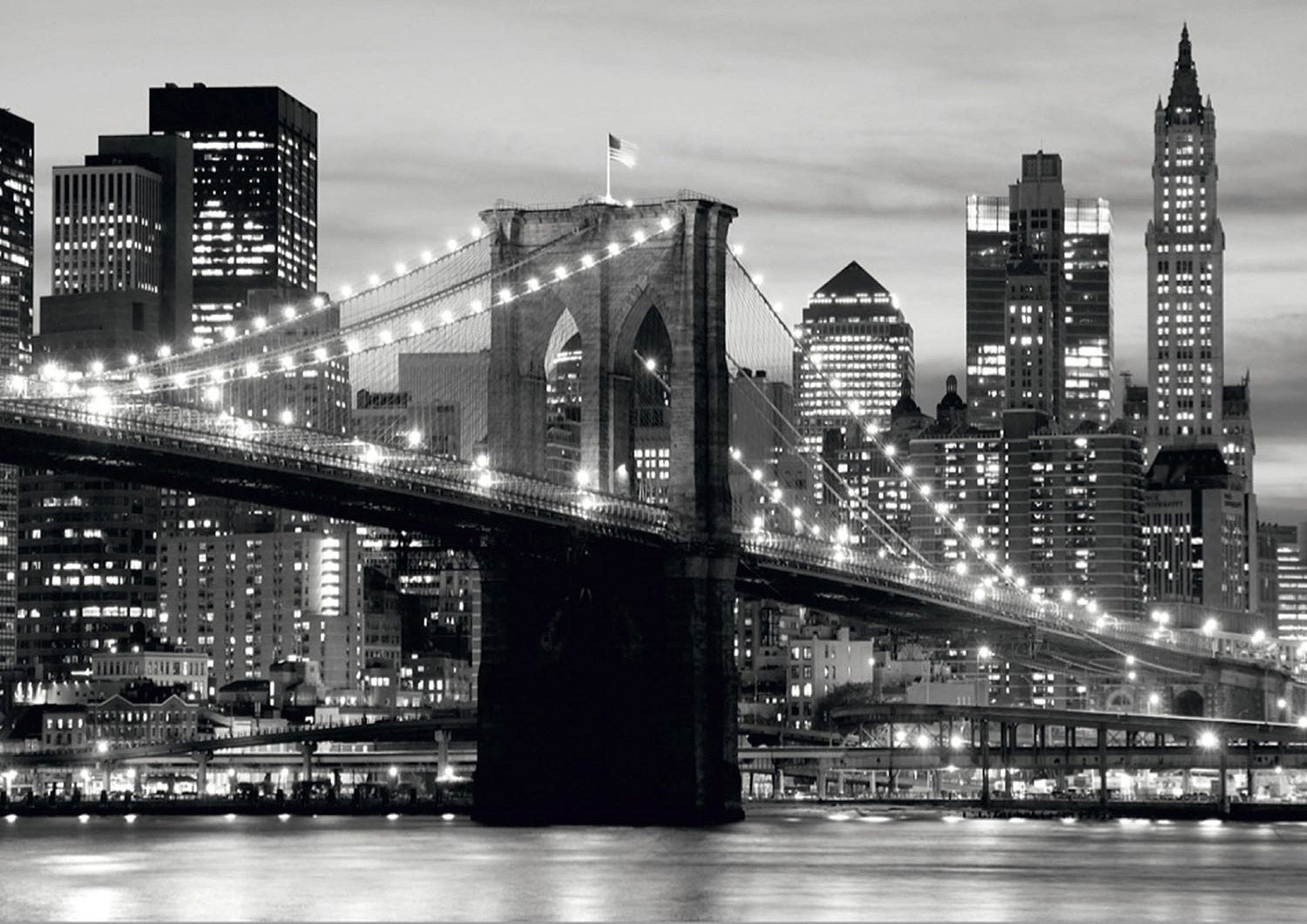 City Lights: Nighttime Bridge View Wall Mural