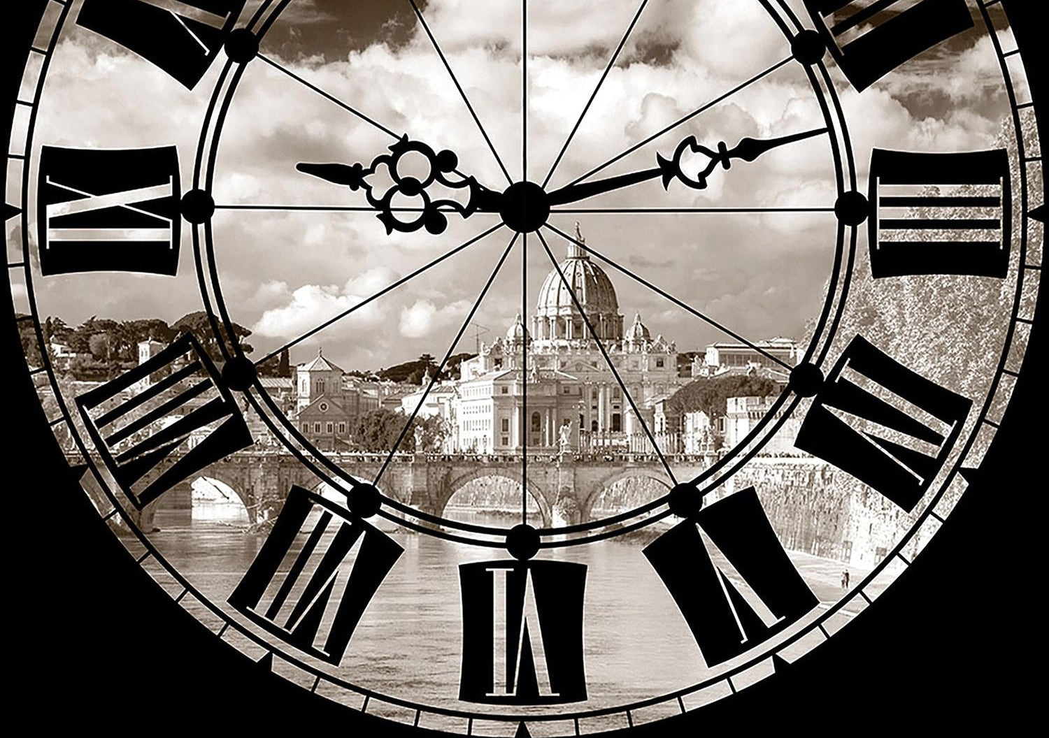 Timeless Urban Perspective: City View from Big Clock Wall Mural