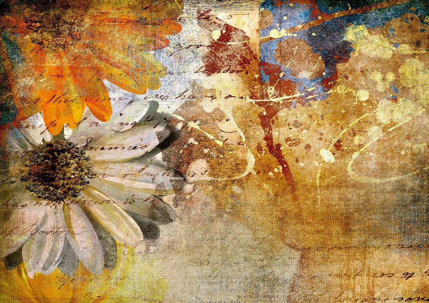 Blooming Kaleidoscope: A Floral Wall Mural Symphony of Color