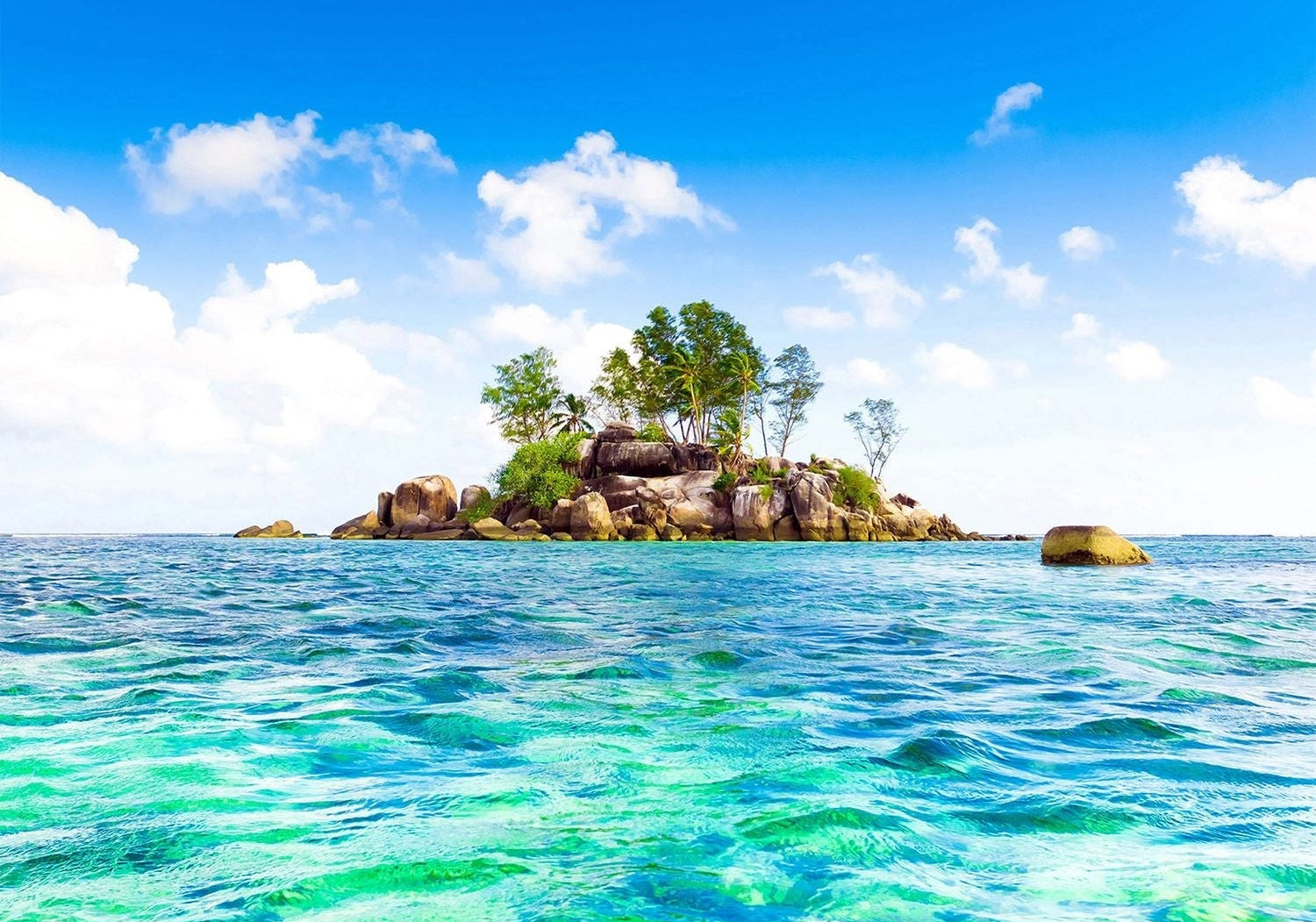 Isle of Serenity: A Secluded Tropical Paradise Wall Mural