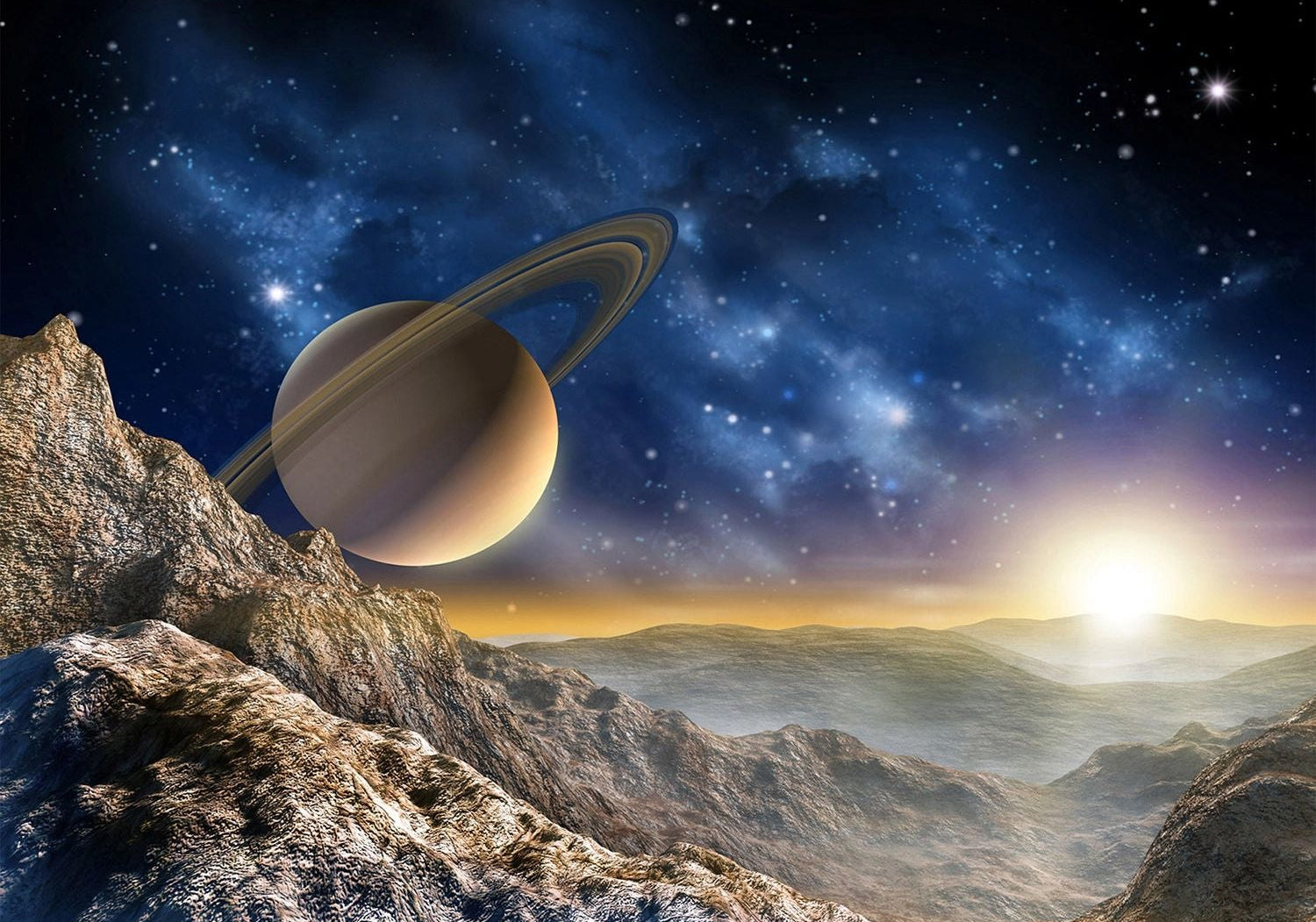 Celestial Majesty: Saturn's Rise Wall Mural