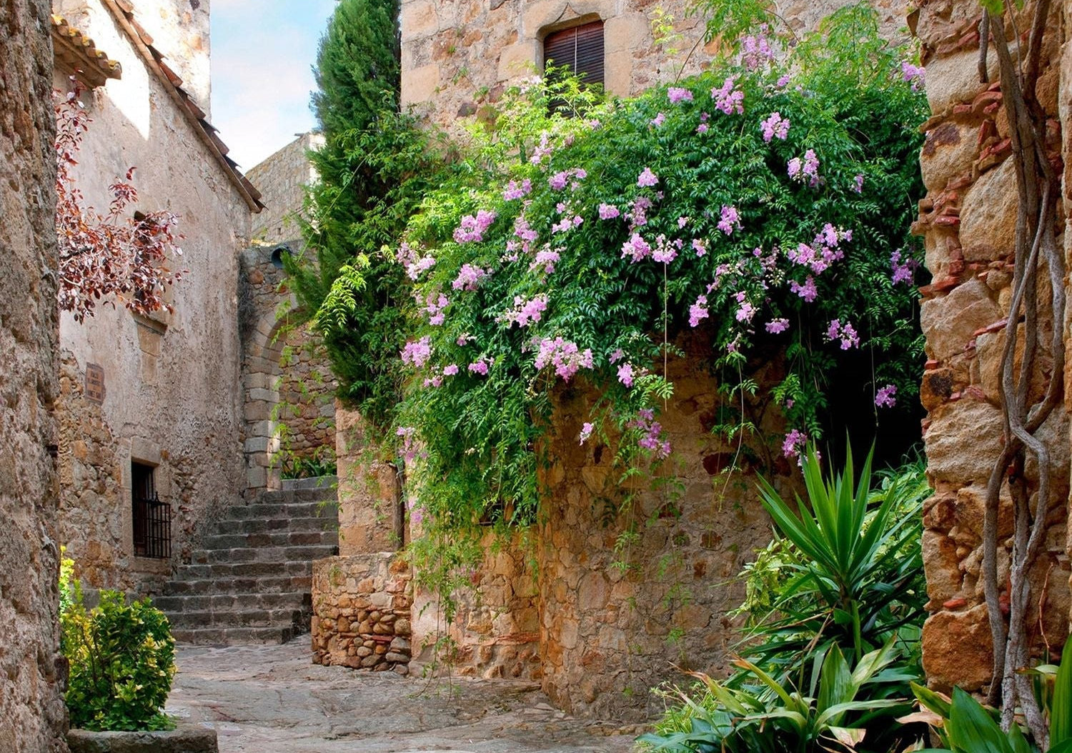 Enchanted Cobblestone: Mediterranean Bliss Wall Mural