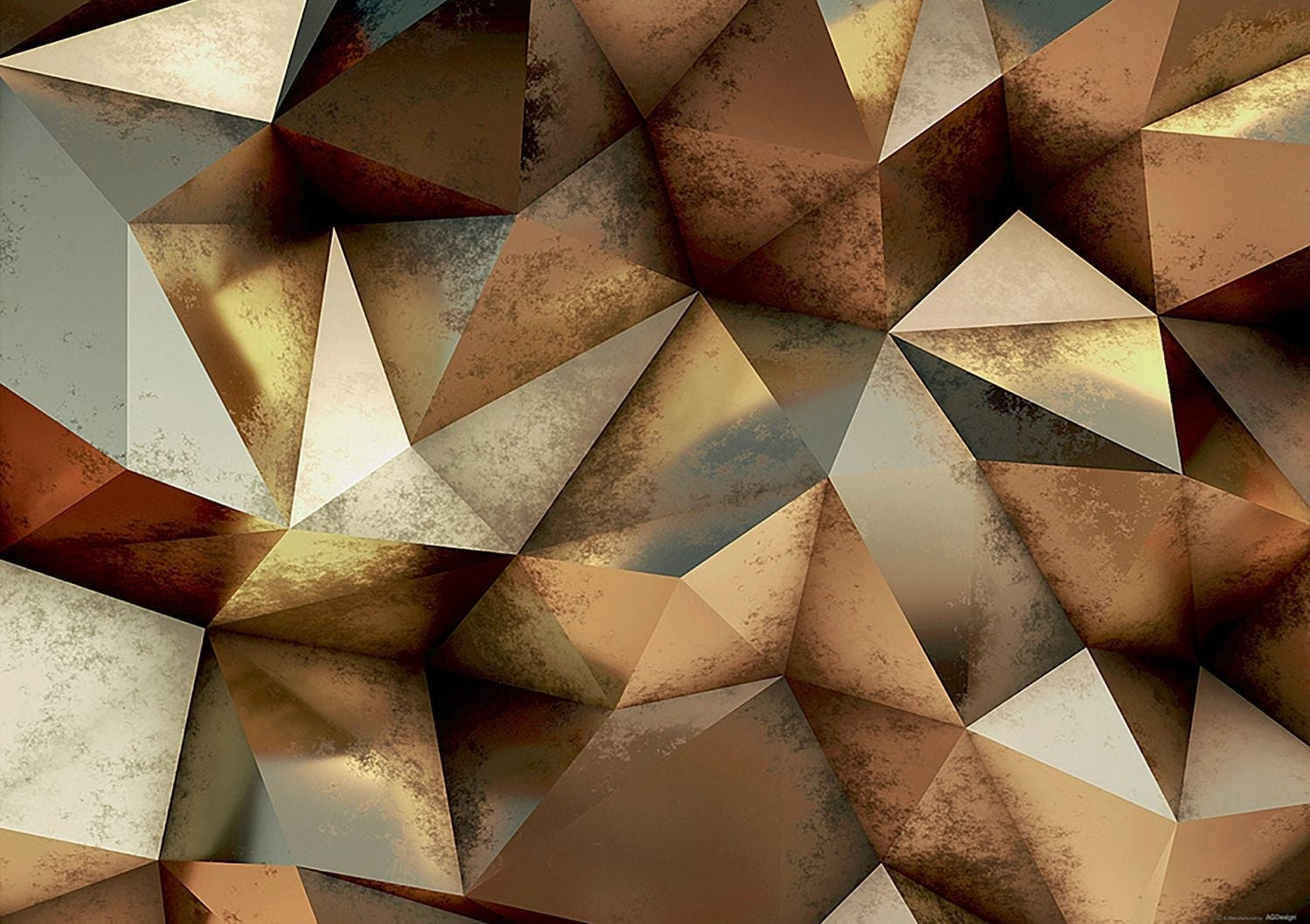 Geometric Elegance: Abstract Earth-Toned Wall Mural