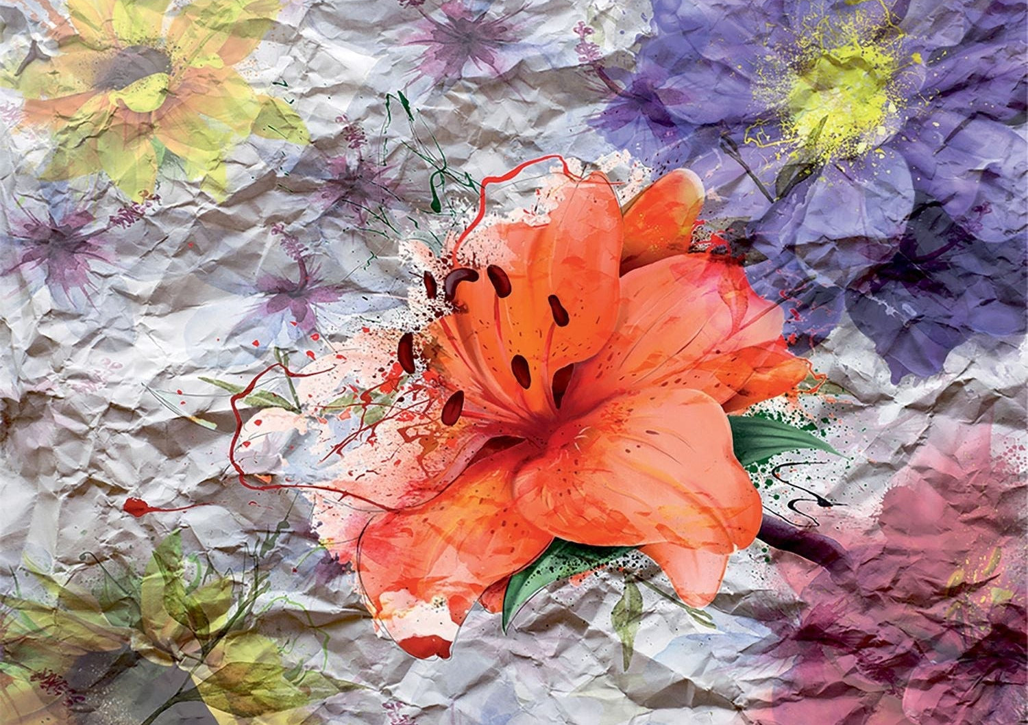 Floral Symphony: Abstract Art Wall Mural