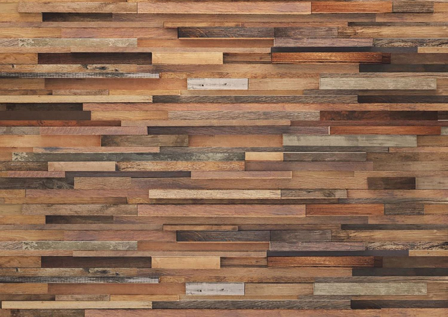 Earthen Elegance: Reclaimed Wood Patchwork Wall Mural