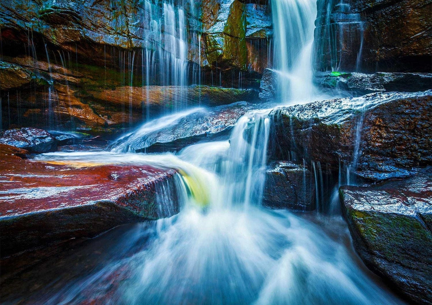 Tranquil Waters: Vibrant Waterfall Wall Mural