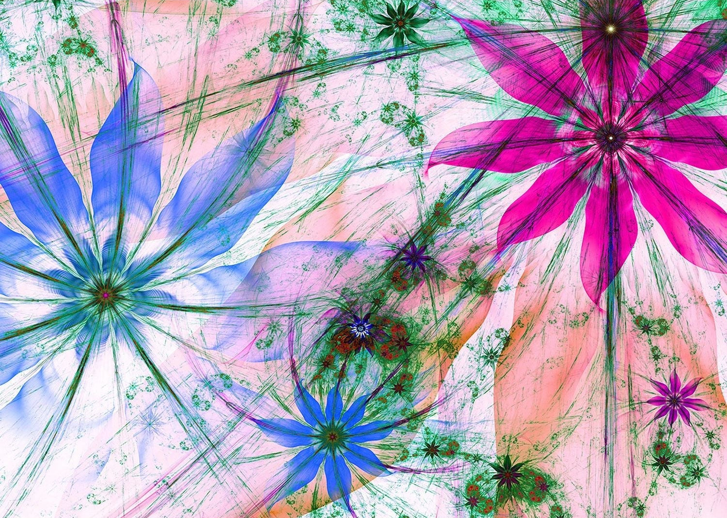 Vibrant Visions: Abstract Floral Kaleidoscope Wall Mural