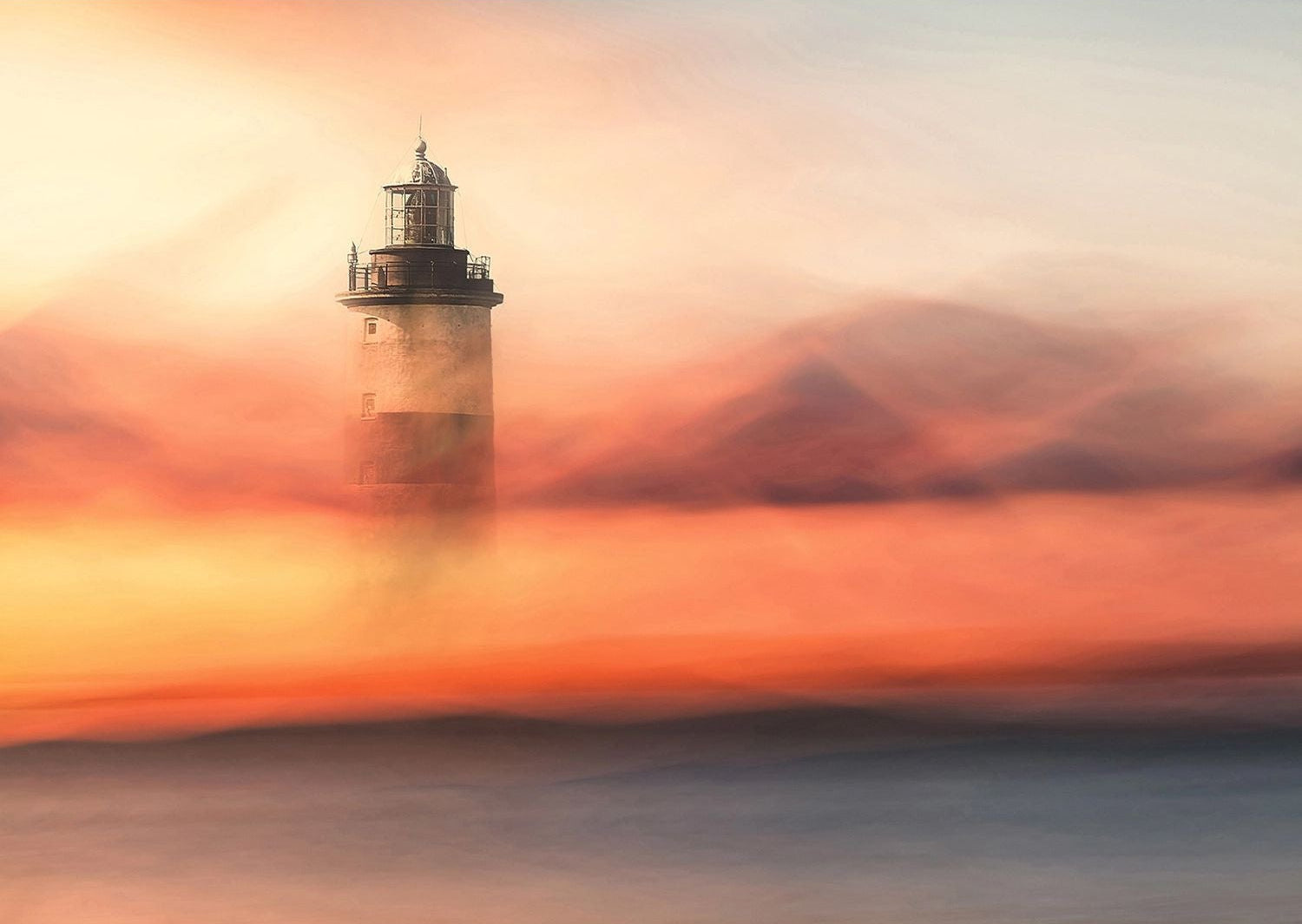 Coastal Twilight Lighthouse Wall Mural