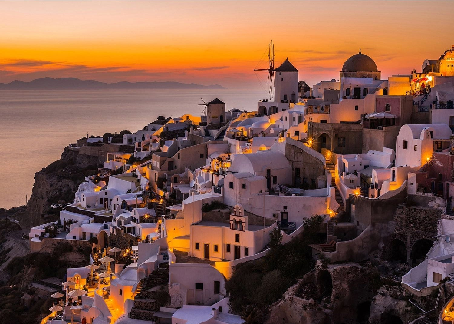 Santorini Sunset Vista Wall Mural