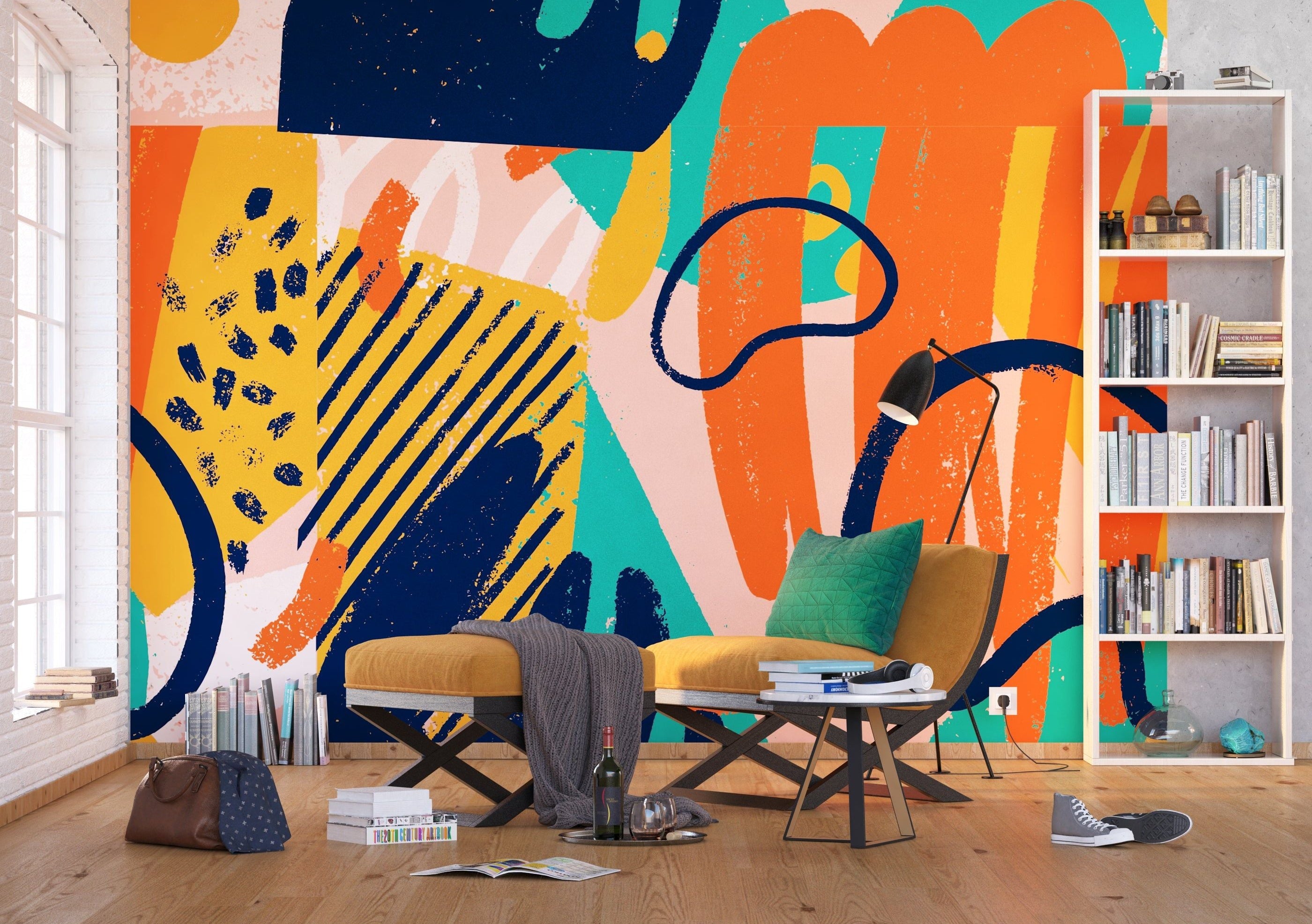 Vibrant Brushstrokes: Colorful Shapes Wall Mural