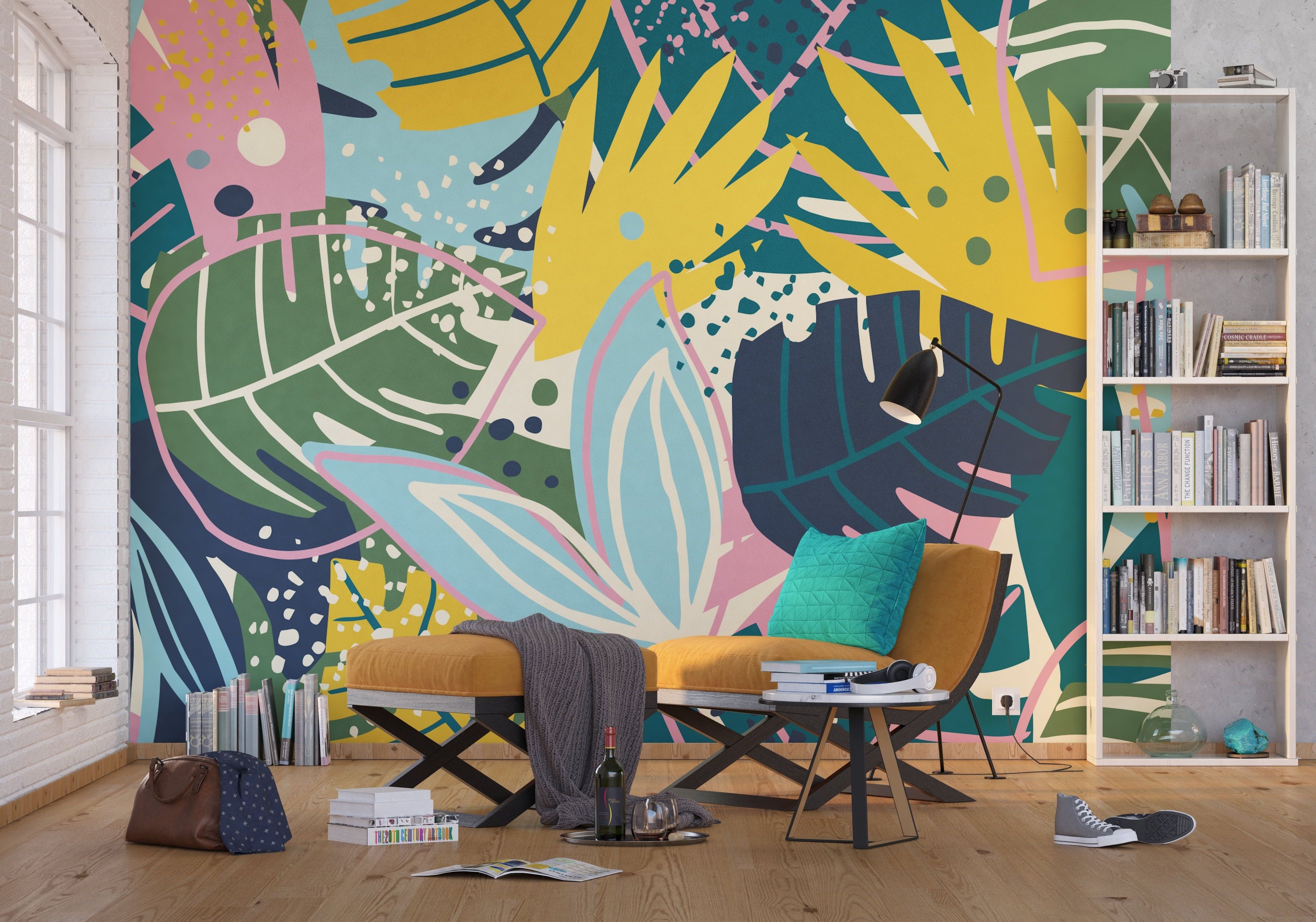Vibrant Foliage: Big Leaf Wall Mural