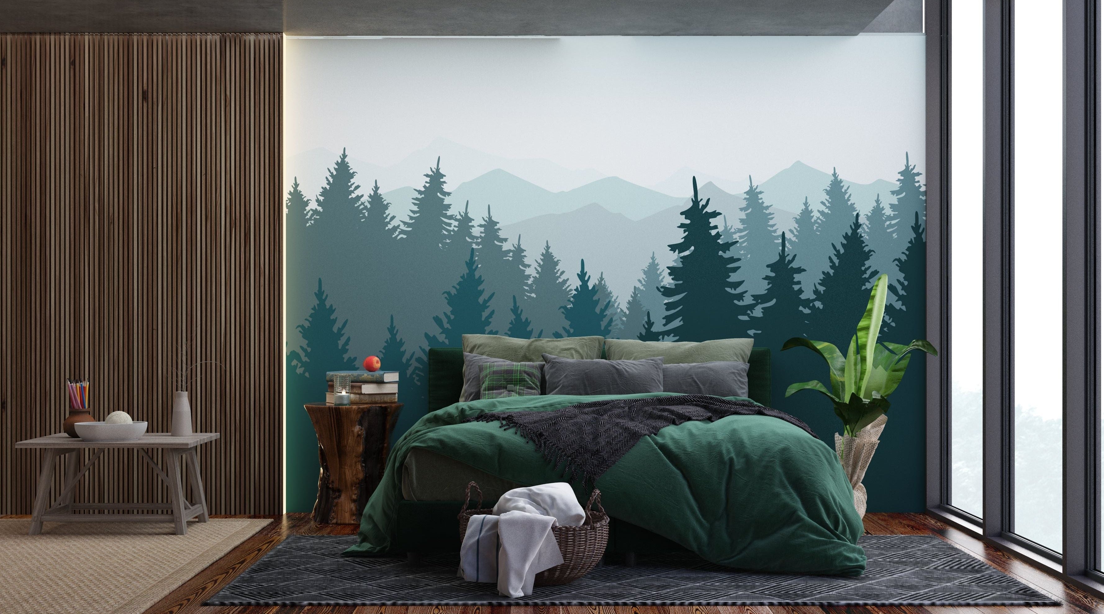 Verdant Canopy: Big Green Forest Wall Mural