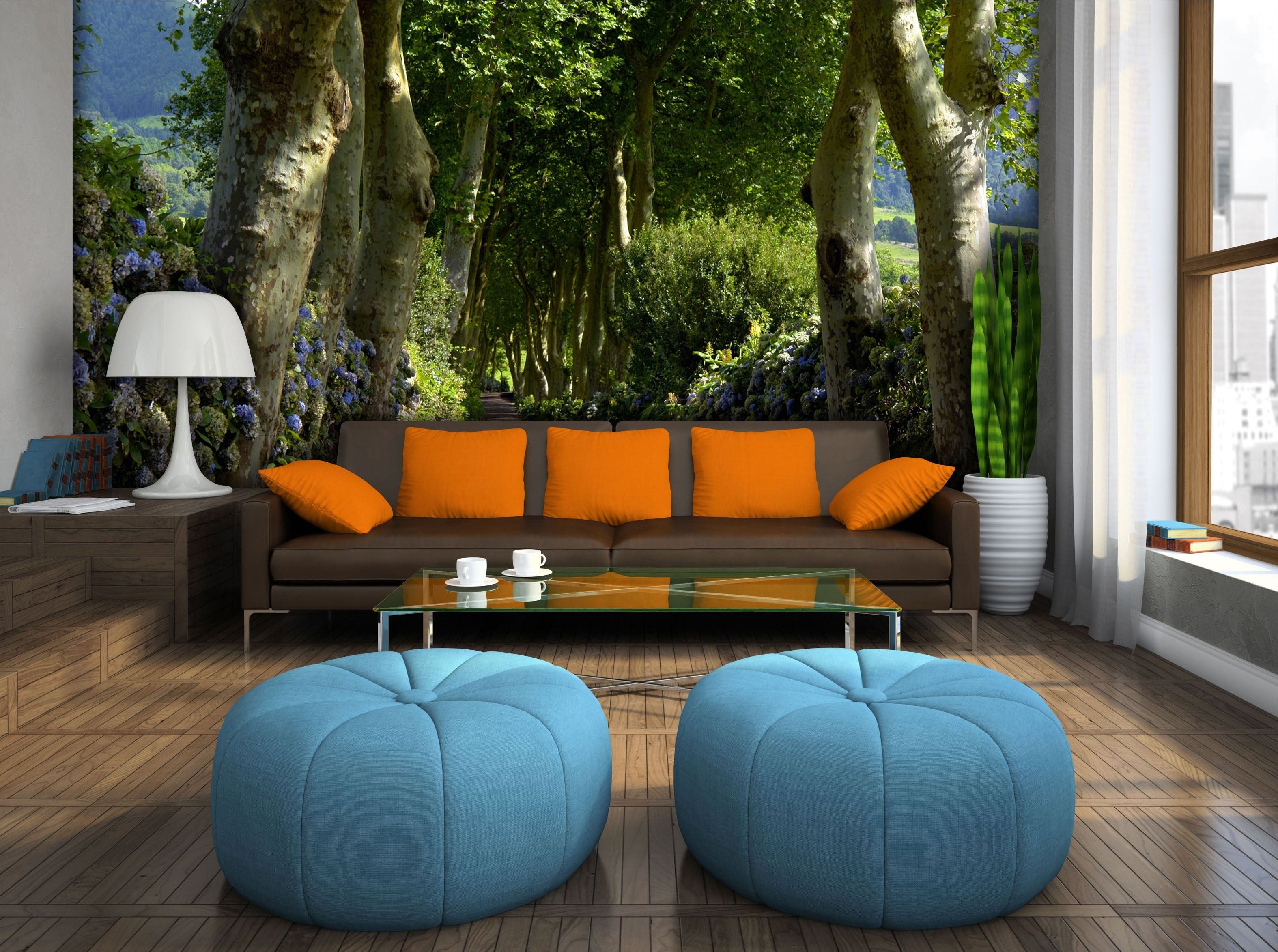 Woodland Journey: Forest Road Centerpiece Wall Mural