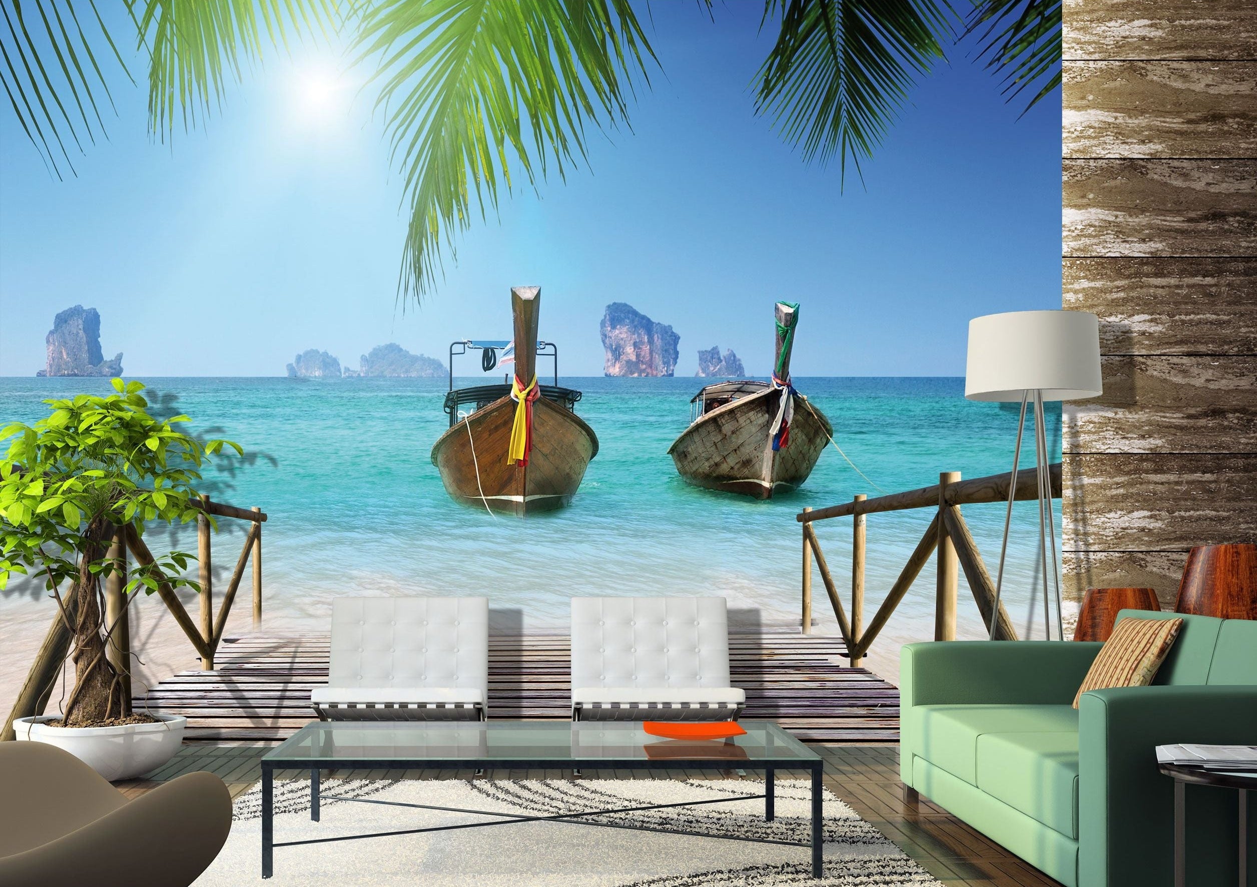 Tropical Bliss: Sun and Boughs Wall Mural