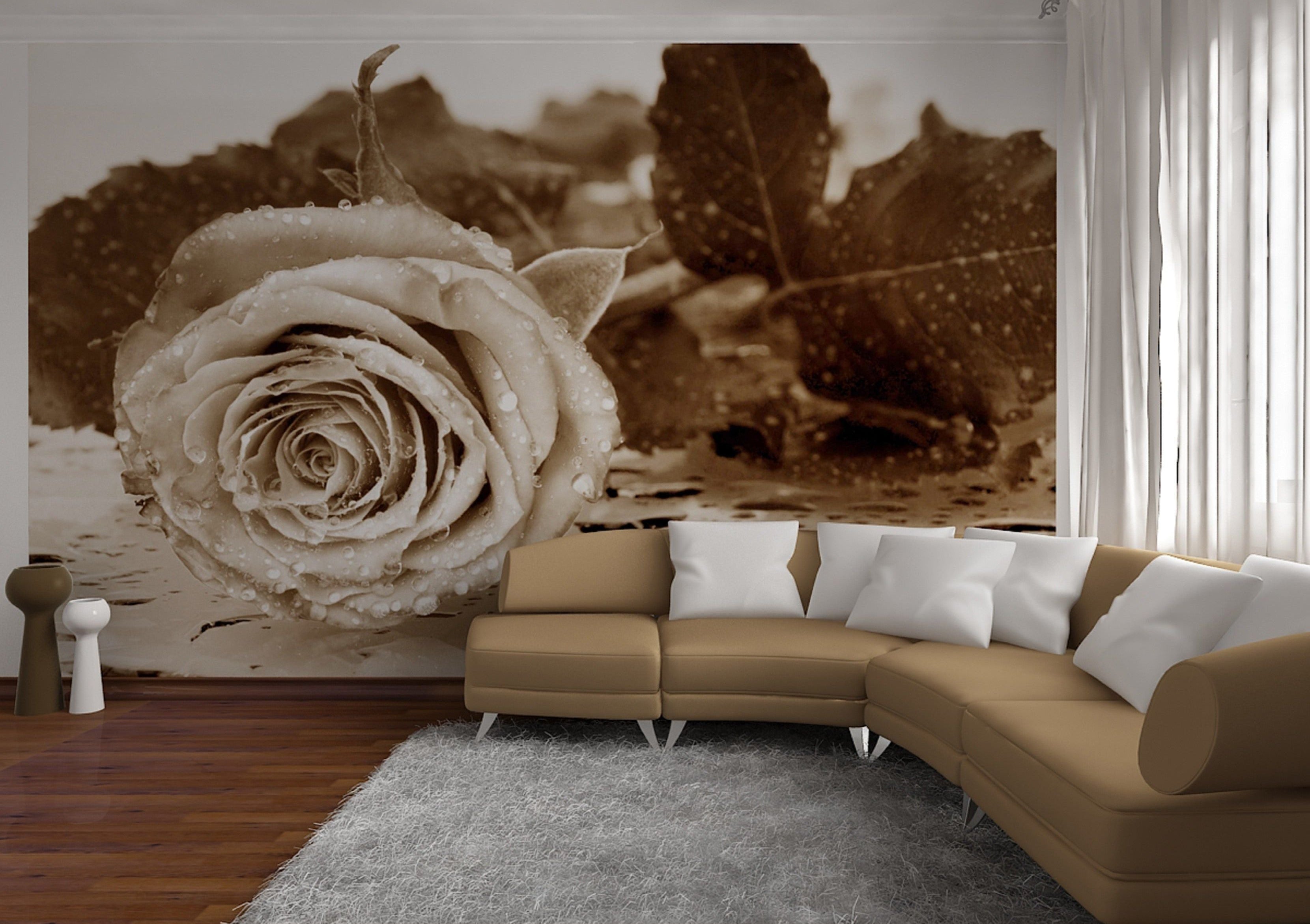 Monochrome Rose Elegance: Floral Wall Mural