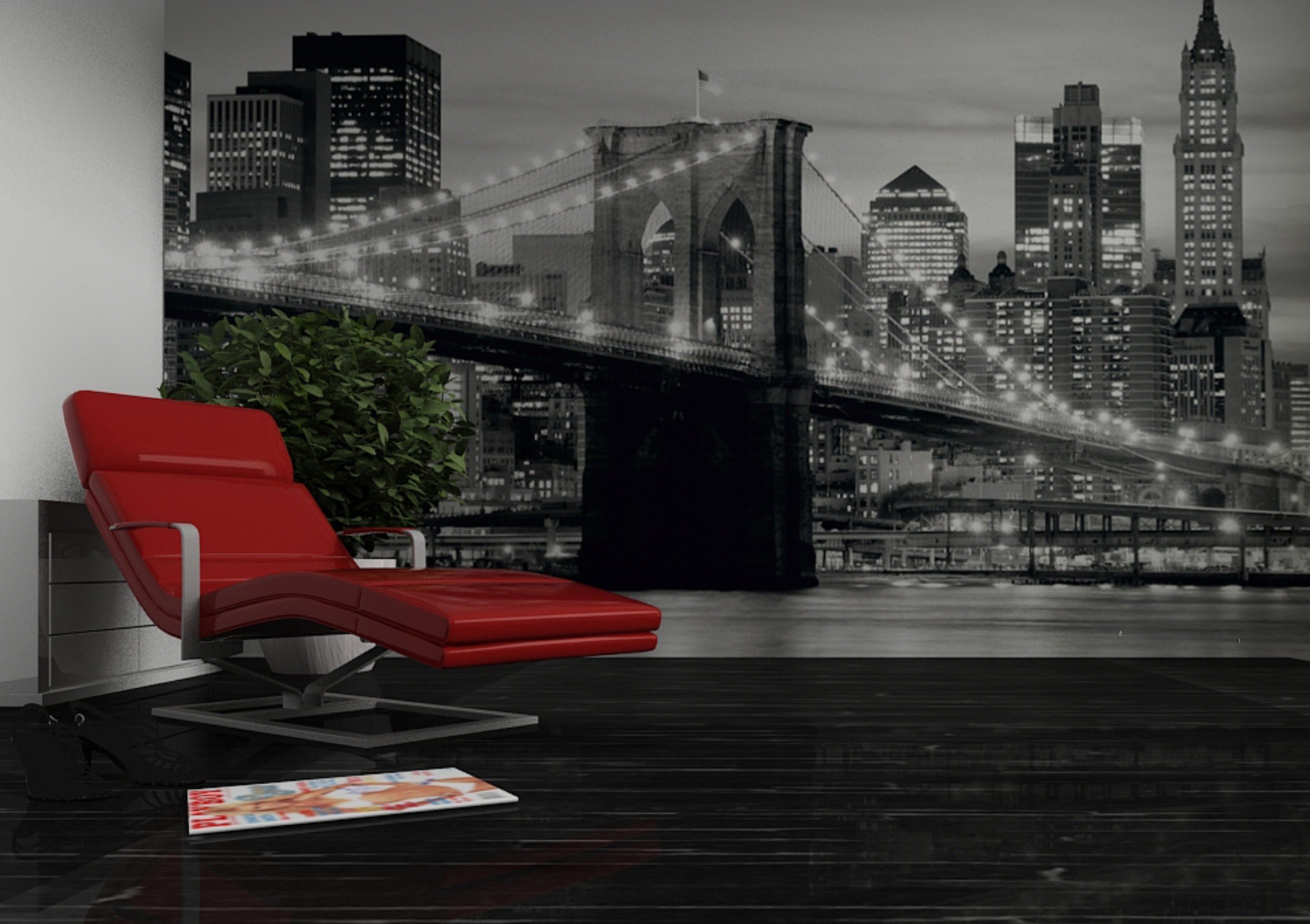 City Lights: Nighttime Bridge View Wall Mural