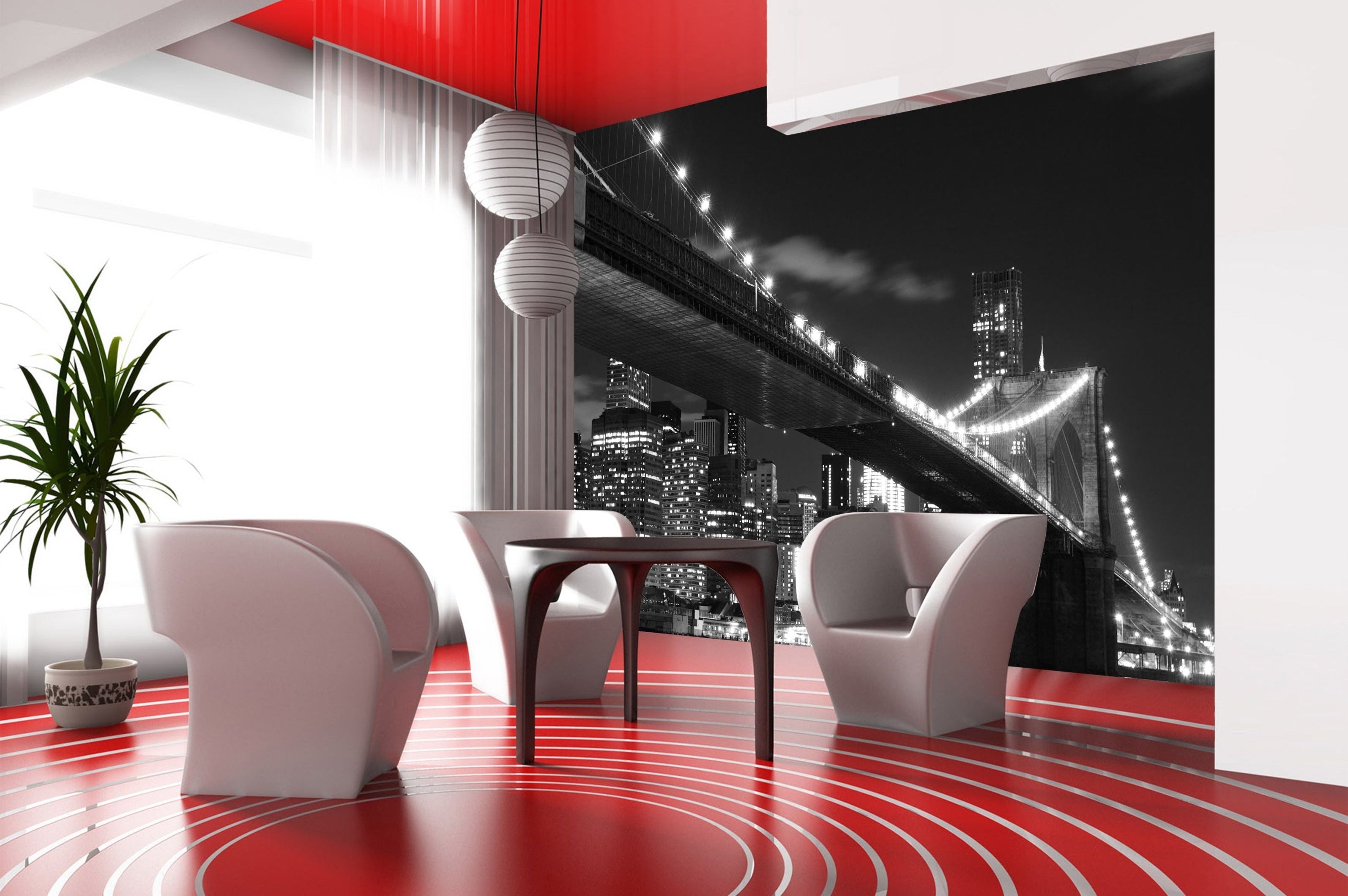 Urban Glow: Bridge Over Water Wall Mural