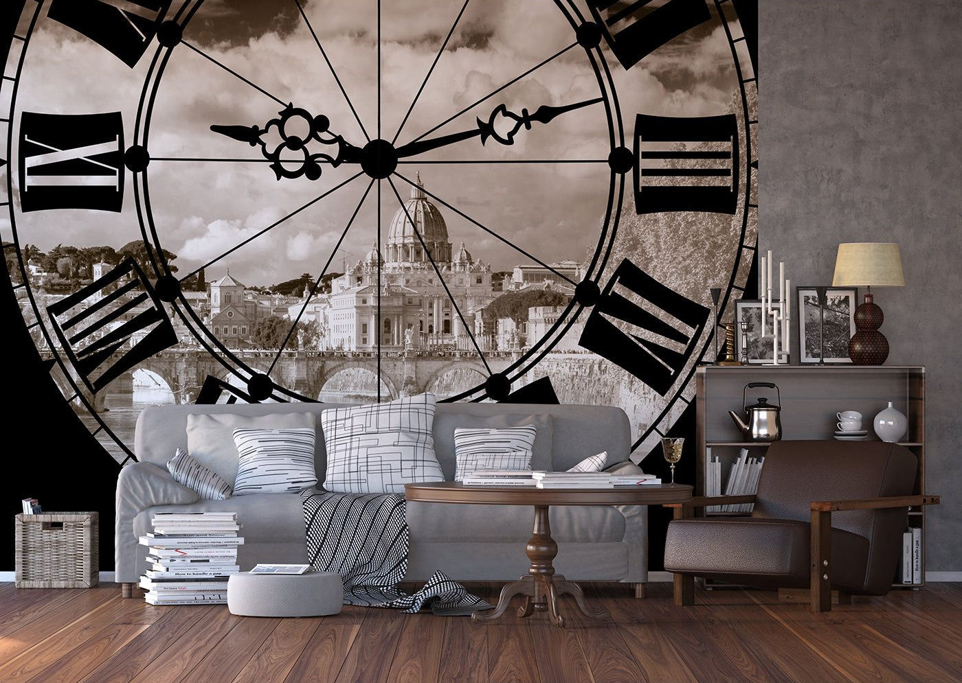 Timeless Urban Perspective: City View from Big Clock Wall Mural