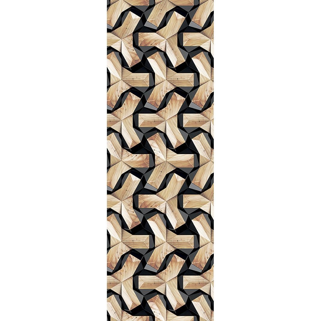 Geometric Intrigue Wall Mural: Wooden Weave Illusion