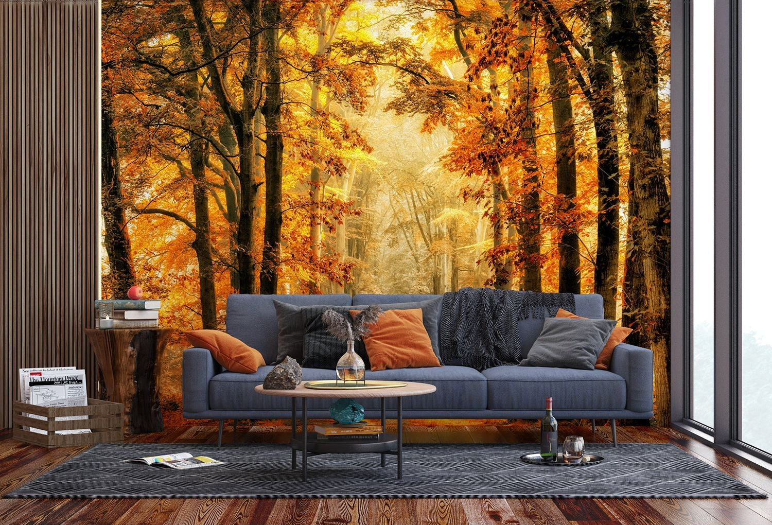 Golden Twilight: A Fall Journey Through Nature's Wall Mural